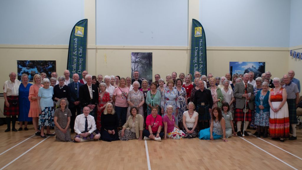 Past and Present Members of the Maidenhead Scottish Dancing Club pose for a group photo
